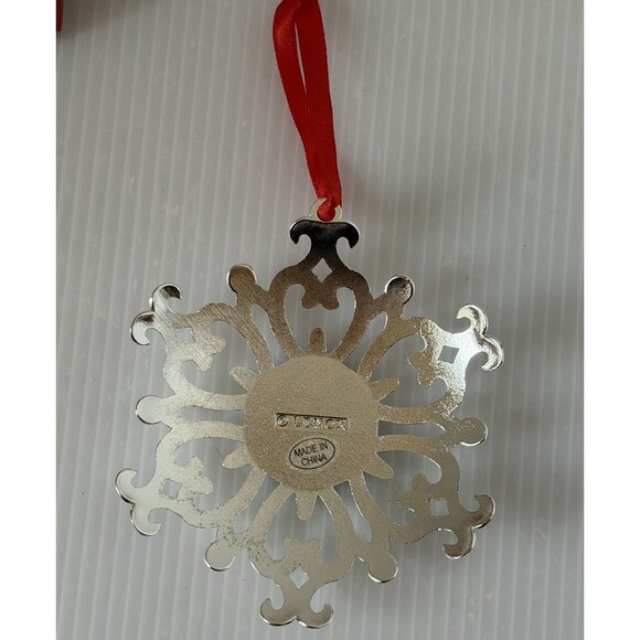 Lenox Bejeweled Snowflake Christmas Ornament Silverplate Sapphire orig. box Blue - Picture 5 of 7